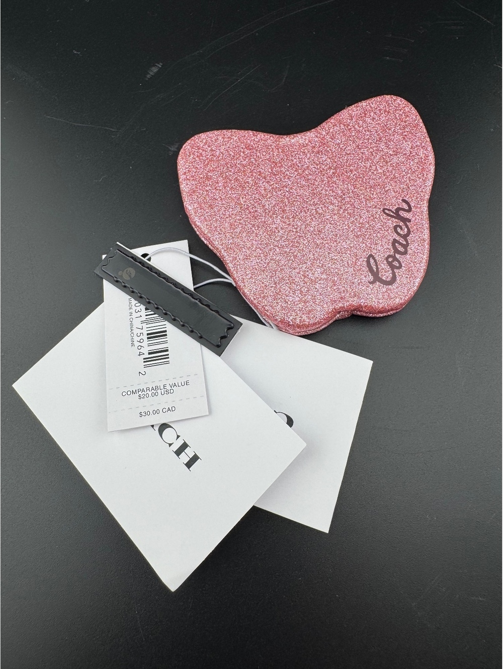Coach Pink Glitter Butterfly Compact Mirror